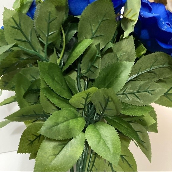 Blue Roses Artificial Flowers Dew Drop Rain Drop 2 Bunches 16" - Picture 7 of 15